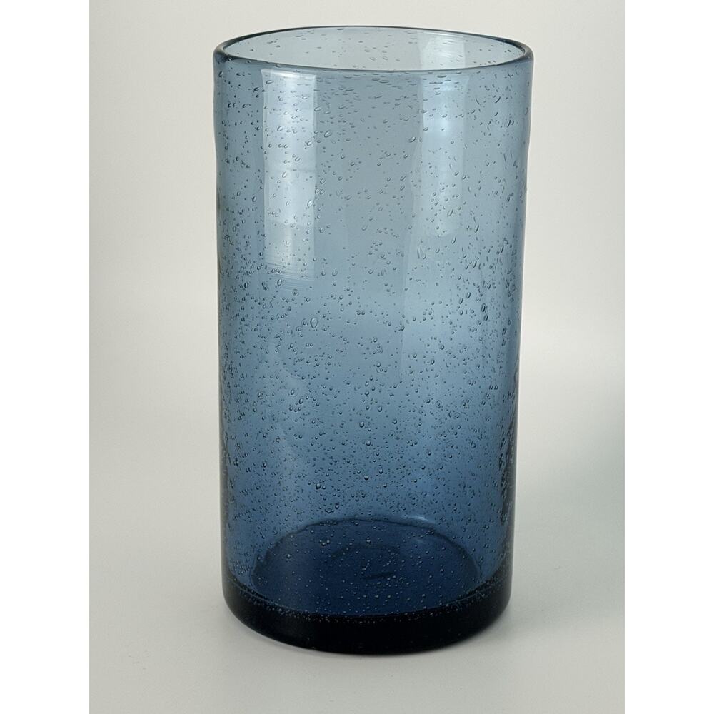Rare ARTLAND Slate Blue Bubble Glass Highball Glass Approx 5.75”tall